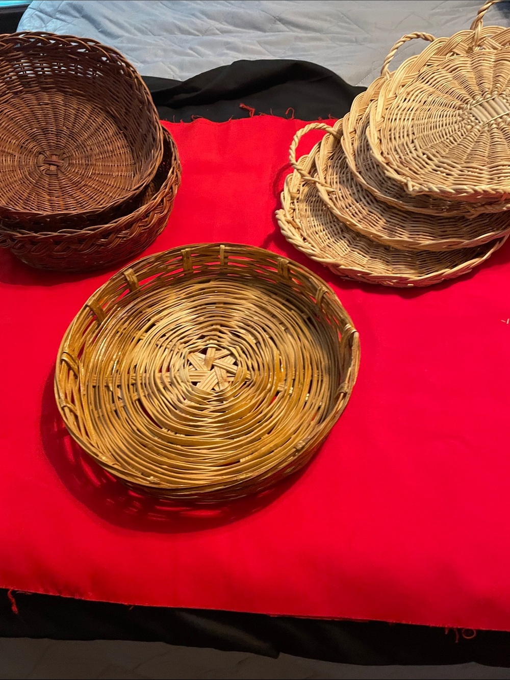 Handwoven Natural Rattan Round Basket - Brown